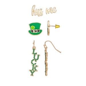 Celebrate Together St. Patrick's Day 3 pair of earrings NWT